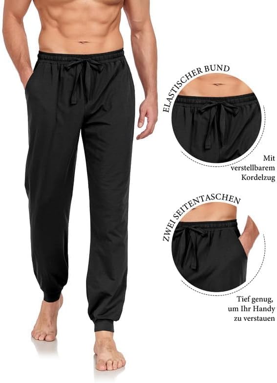 COLORFULLEAF Jogginghose Herren Baumwolle Schlafanzughose Männer Lang Schlafhose Leichte Freizeithos