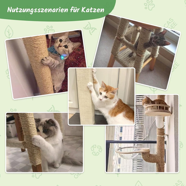 Sisalseil für Kratzbaum - 8mm x 100m, Natur Sisal Seil für Katzen, Dekoratives Kratzbaum Seil für Hä