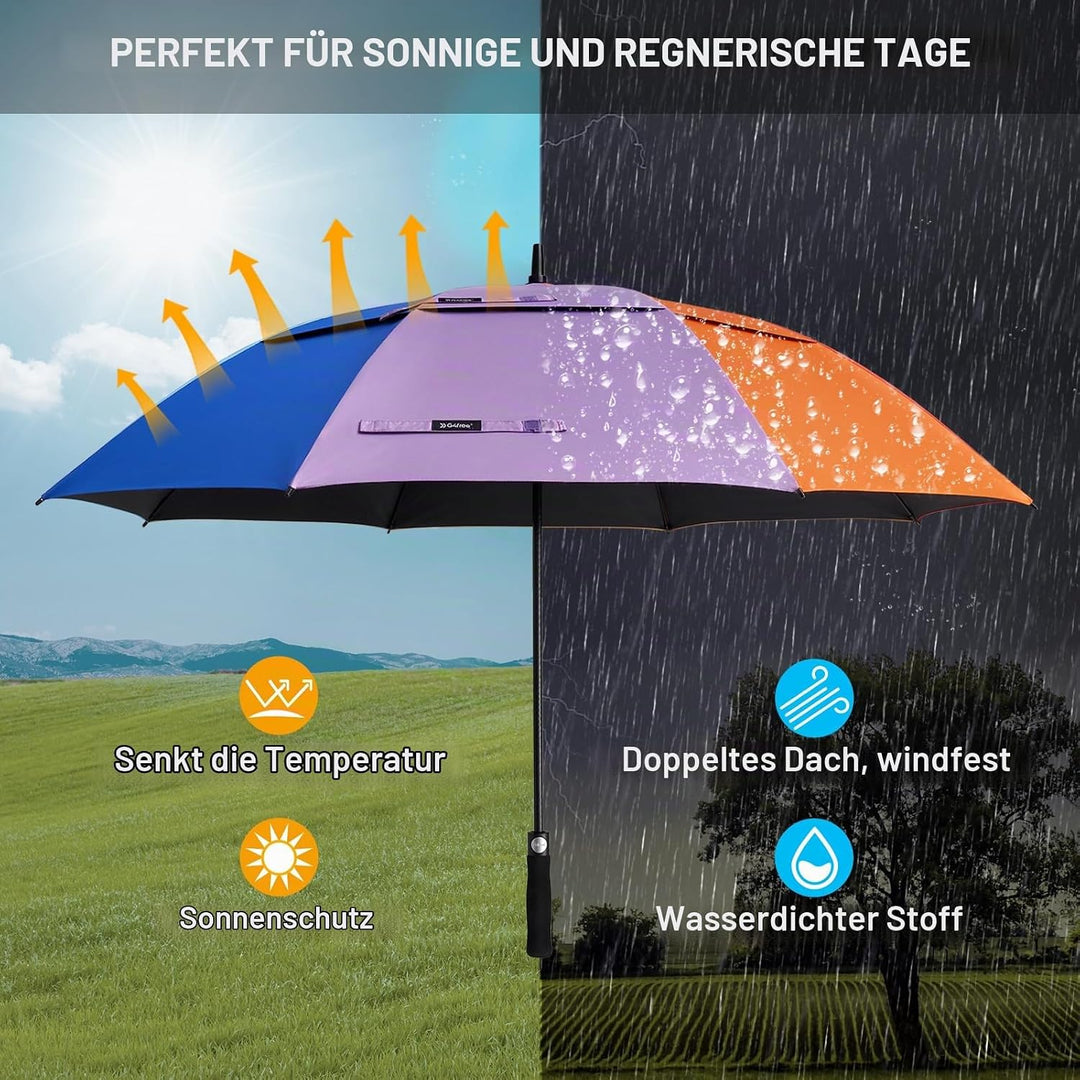 G4Free 62 Zoll Golfschirm mit UV-Schutz, automatisch zu öffnen, belüftet, Doppeldach, übergross, ext