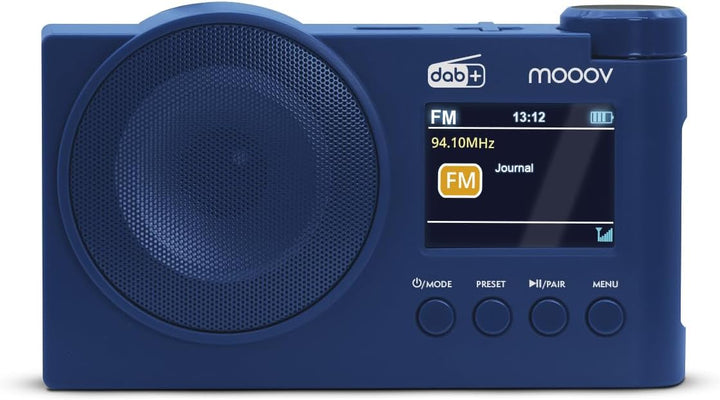 Mooov 477255 Dab+ und FM-Radio mit Bluetooth 5.0, Dual-Alarm, Farbdisplay, USB MP3, Akku bis zu 15 S