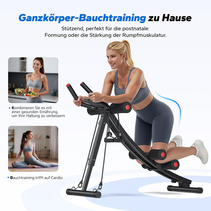 MERACH Bauchtrainer Ab Roller – Dual Track Bauchmuskeltrainer Verstellbares für Abs Bauch Beine Po,