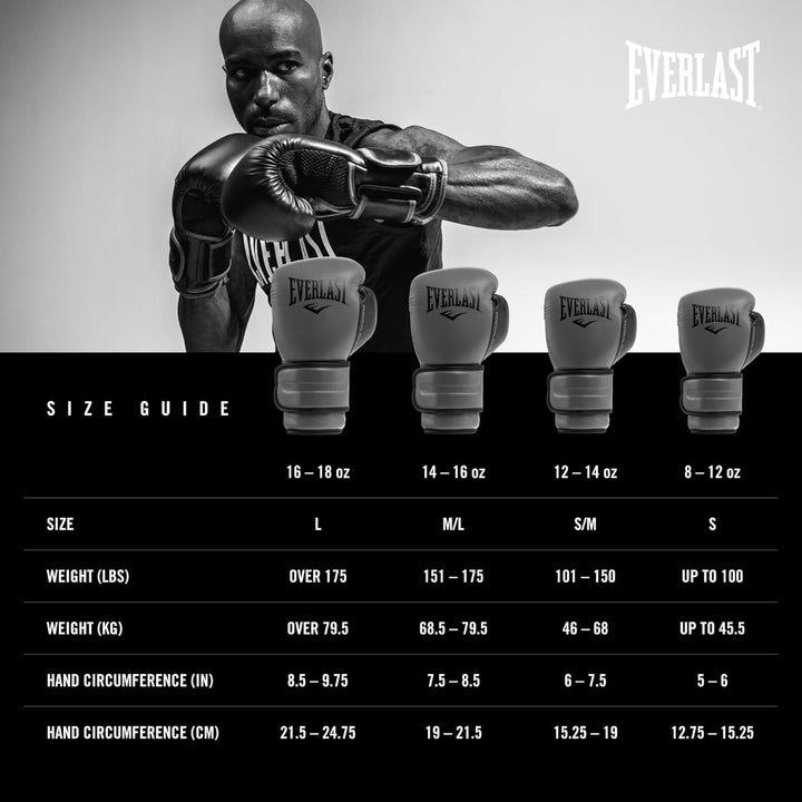 Everlast Unisex – Erwachsene Powerlock 2R Glove Handschuhe Dunkelgrau 12oz., Dunkelgrau 12oz.