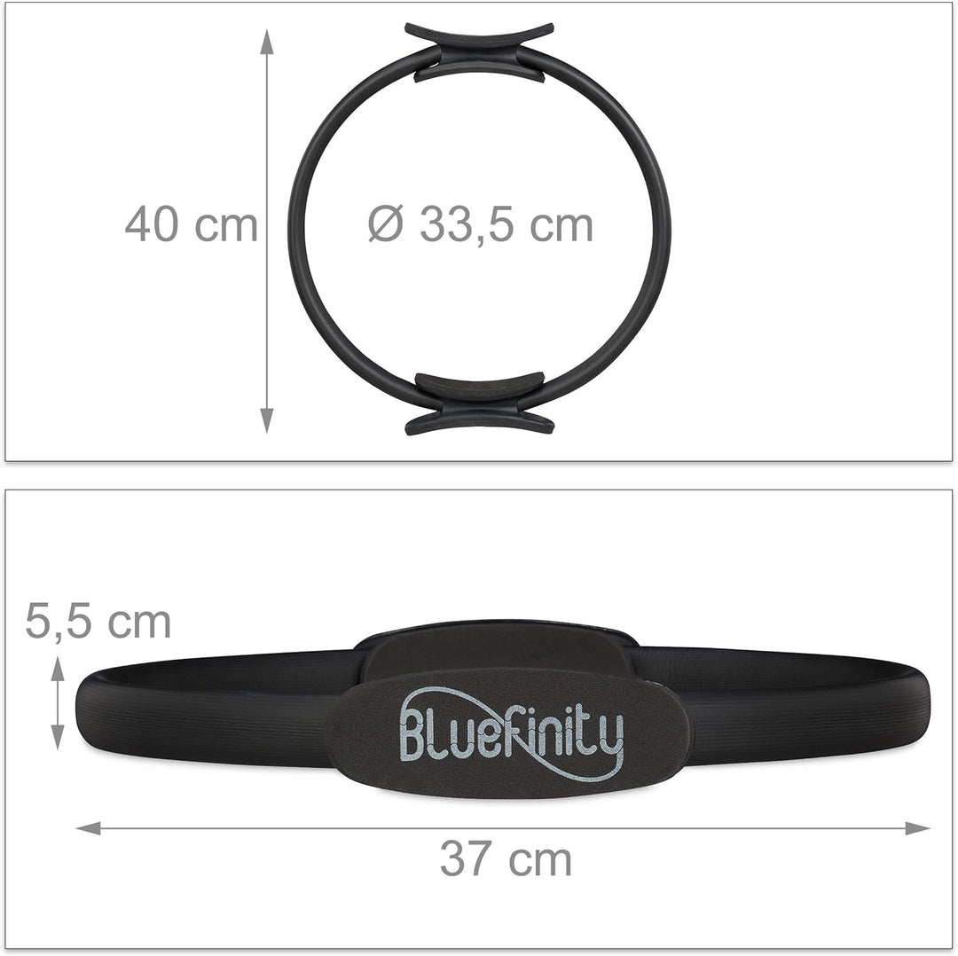 Bluefinity Pilates Ring mit Übungen, Doppelgriff, gepolstert, Widerstandsring Yoga, Fiberglas, Ring