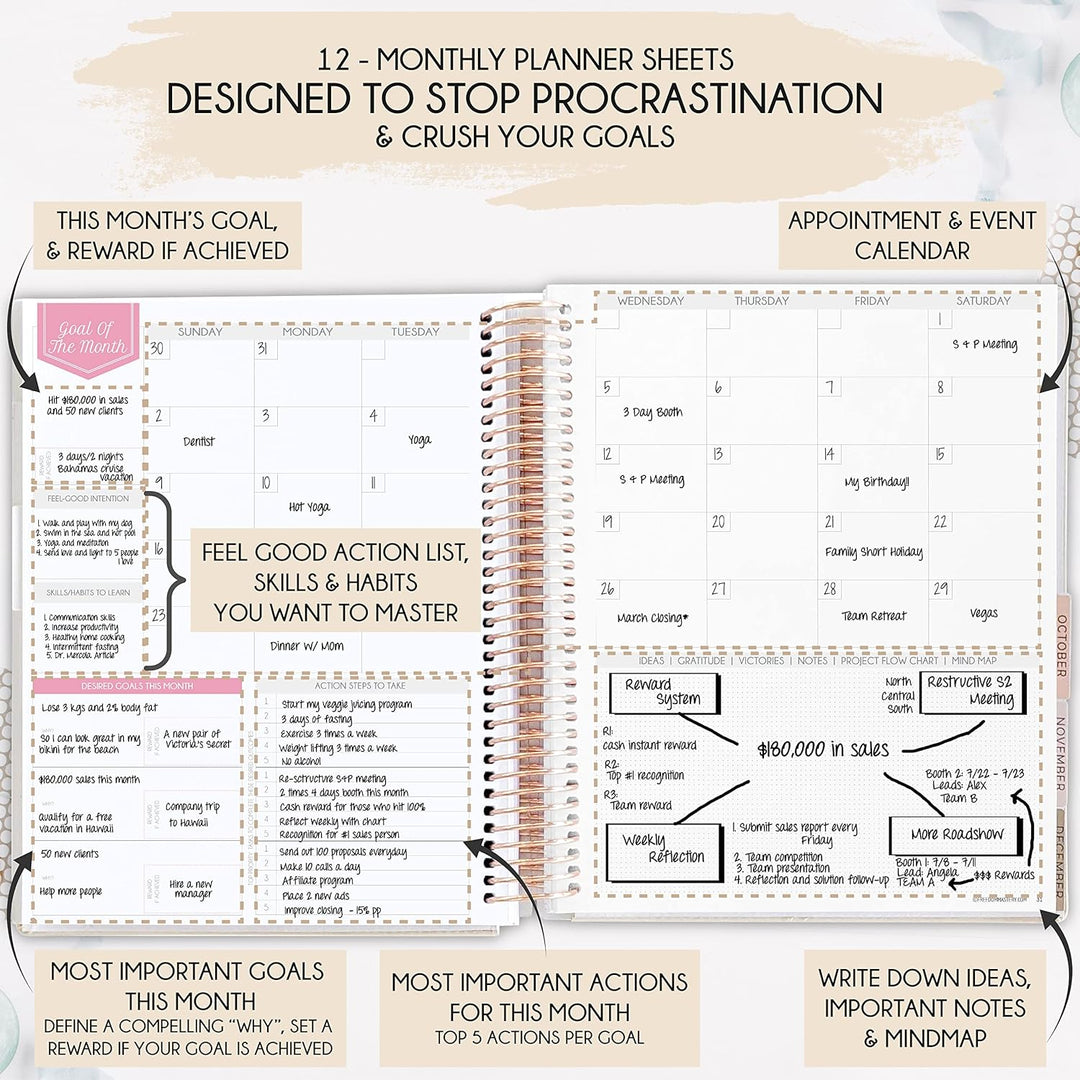 Manifestation Planner 2025 - Deluxe Weekly & Monthly Life Planner to Achieve Your Goals. A 12 Month