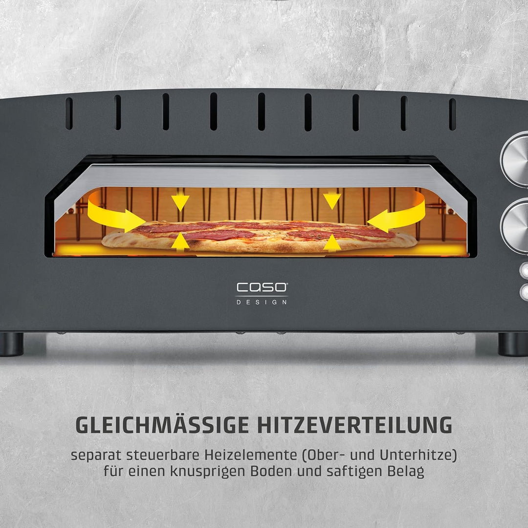 CASO PizzaChef 400° - Pizza Ofen, elektrisch, für Pizza, Pinsa, Flammkuchen, 400°C heisser Steinofen