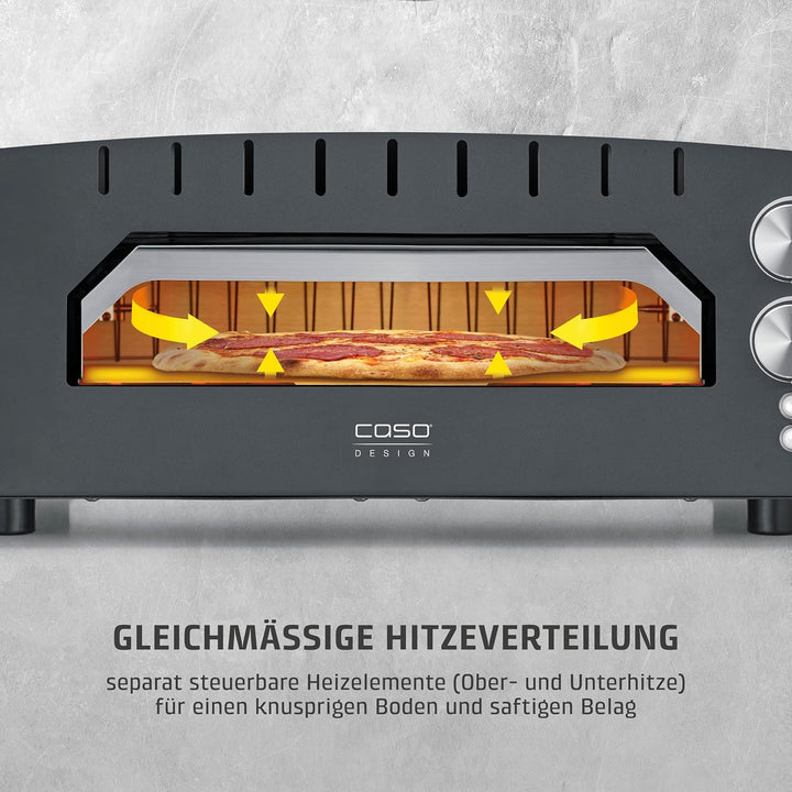 CASO PizzaChef 400° - Pizza Ofen, elektrisch, für Pizza, Pinsa, Flammkuchen, 400°C heisser Steinofen