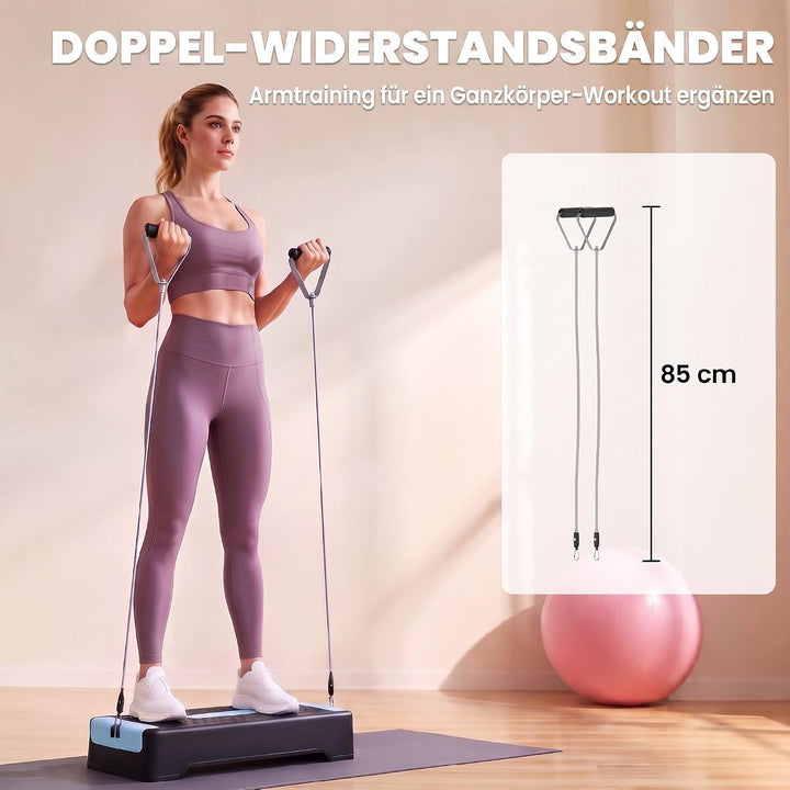 SPORTNOW Steppbrett Höhenverstellbar Fitness, 2 Stufen (11/16 cm), Blau | Aerobic Stepper, 2 Widerst