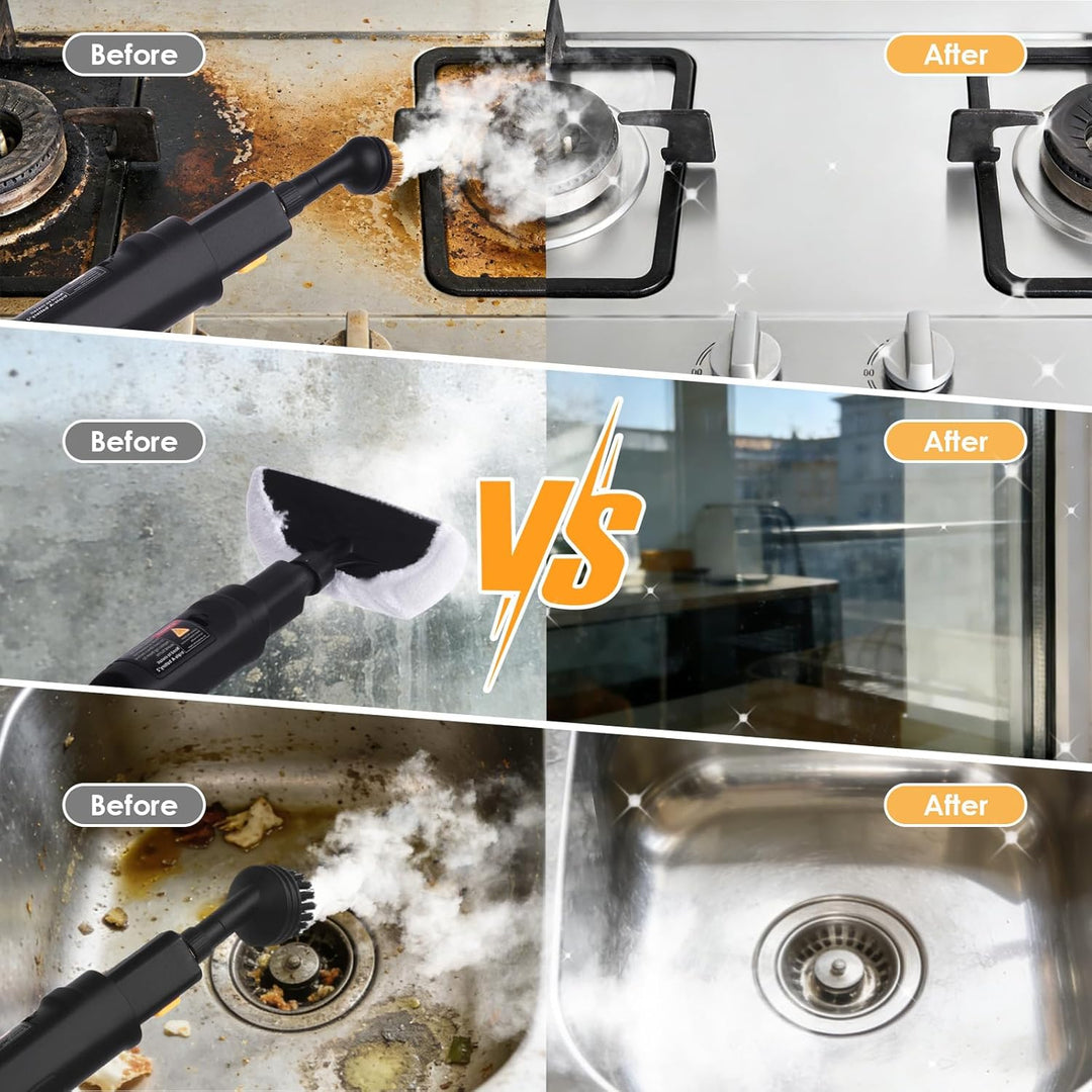 Dampfreiniger Boden 2500W, 3-stufig verstellbarer Griff und 3M Netzkabel, 1,6L Fassungsvermögen, Tra