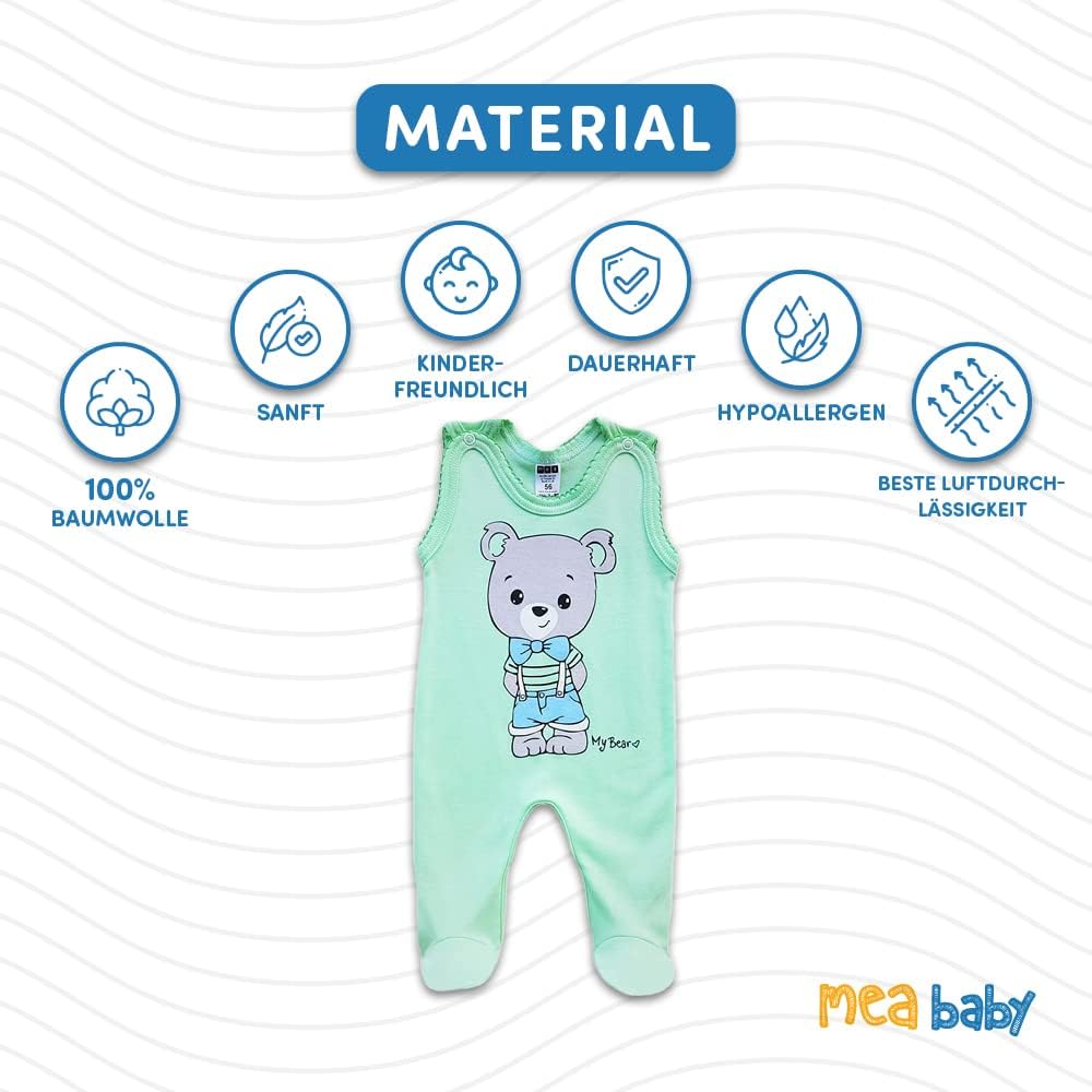 MEA BABY Unisex Baby Strampler mit Aufdruck aus 100% Baumwolle im 5er Pack. Baby Strampler für Mädch