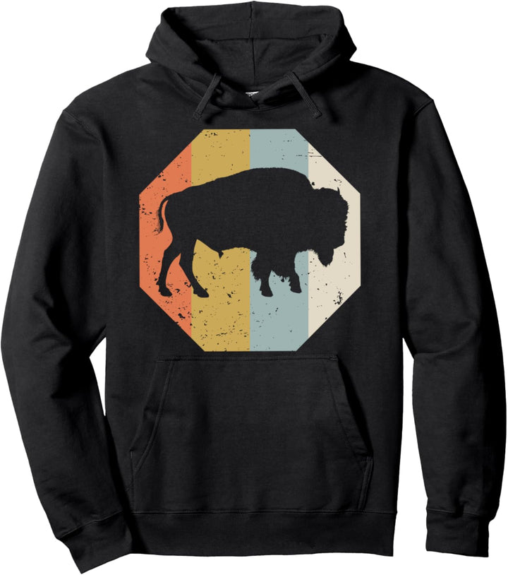Bison Büffel Tierliebe Tierfreund Retro Hoodie Pullover Hoodie
