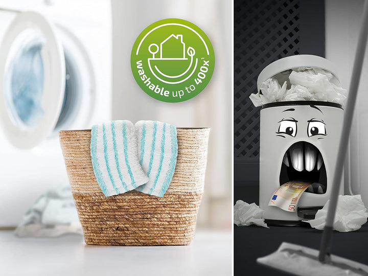 Leifheit Wischbezug Profi XL Micro Duo 6er Set, Bodenwischer Ersatzbezug, Mikrofaser Putzlappen, für