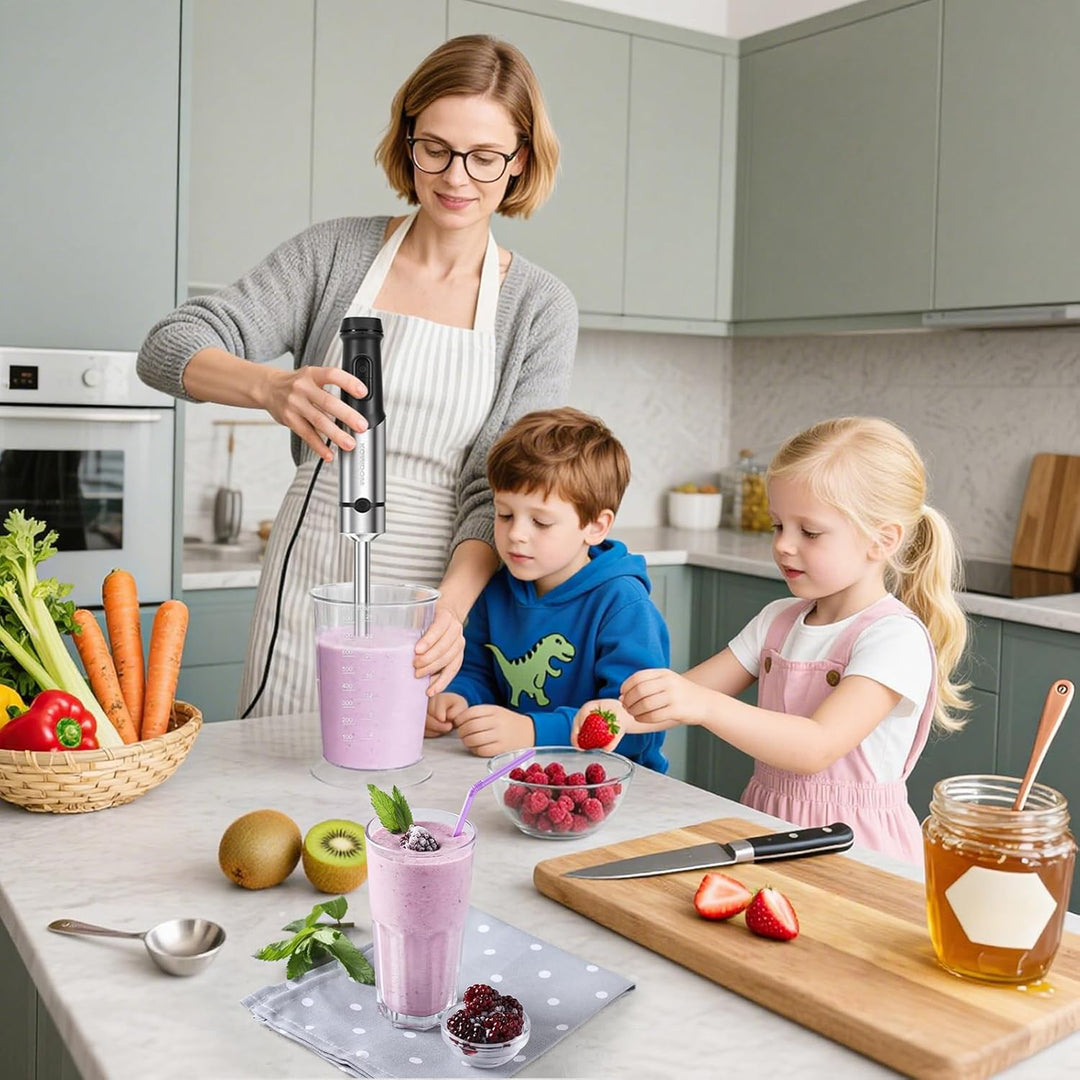 1200 Watt Stabmixer, Edelstahl Pürierstab für Suppen, Babybrei & Sossen | 12 Geschwindigkeitsstufen