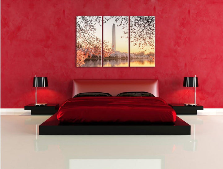 Pixxprint Jefferson Memorial als Leinwandbild/Grösse: 3 Teilig (120x80 cm) cm/Wandbild/Kunstdruck/fe