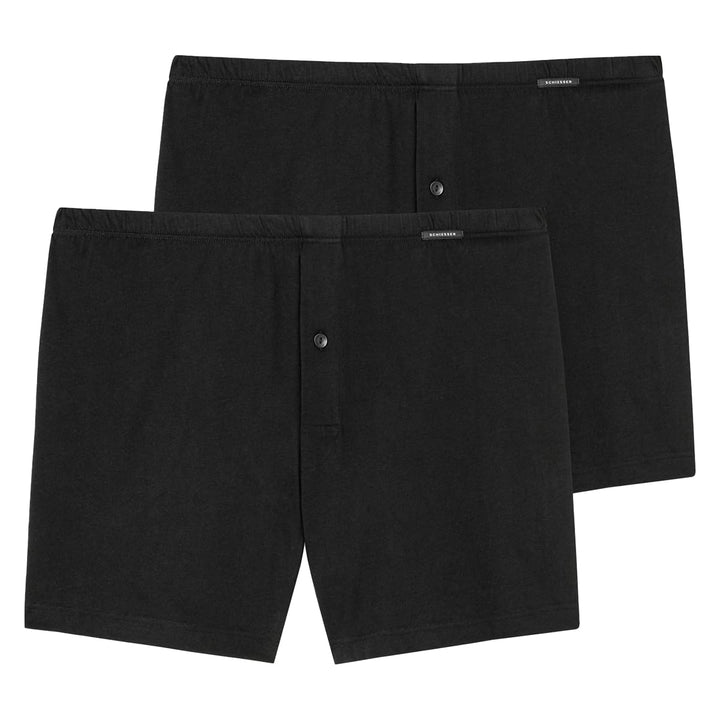 Schiesser Herren 2 PACK Boxershorts Baumwolle Web - Webboxer M Schwarz_174002, M Schwarz_174002