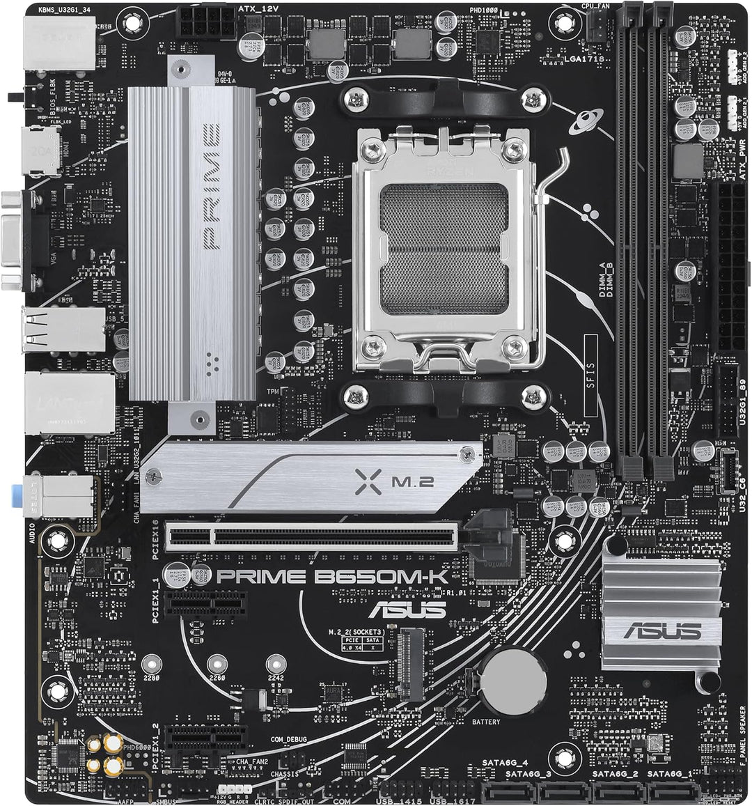 ASUS Prime B650M-K Mainboard Sockel AMD AM5 (Ryzen 7000, Micro-ATX, DDR5 Speicher, PCIe 5.0, BIOS Fl