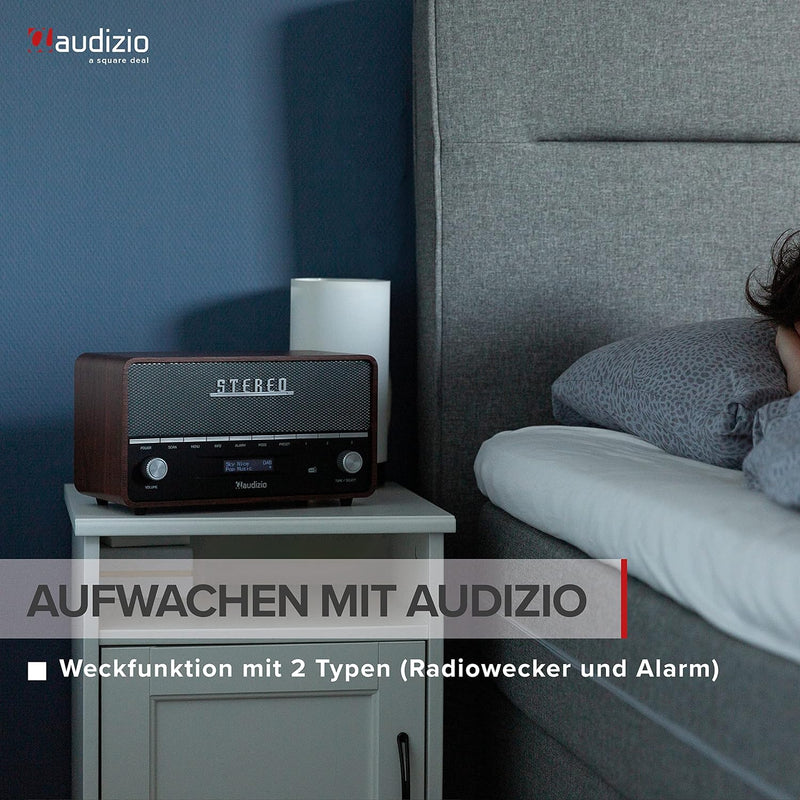 Audizio Corno - Retro Radio, DAB Plus Radio Bluetooth, Alarmfunktion, Radiowecker, Retro UKW-Radio,