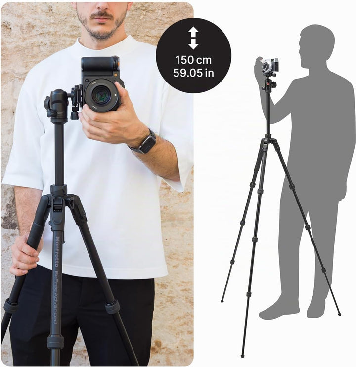 Manfrotto Befree Advanced AS, Kamerastativ, Drehverschluss, kompatibel mit Arca-Swiss, tragbares, ko
