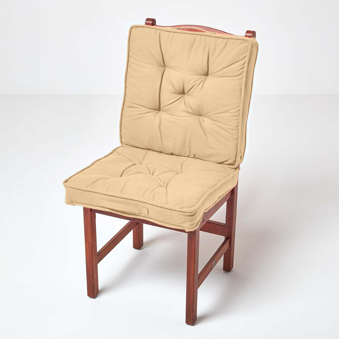 Homescapes Faltbares Reisekissen 50x50 cm beige, Auto-Sitzkissen mit Rückenlehne, Klappsitzkissen fü