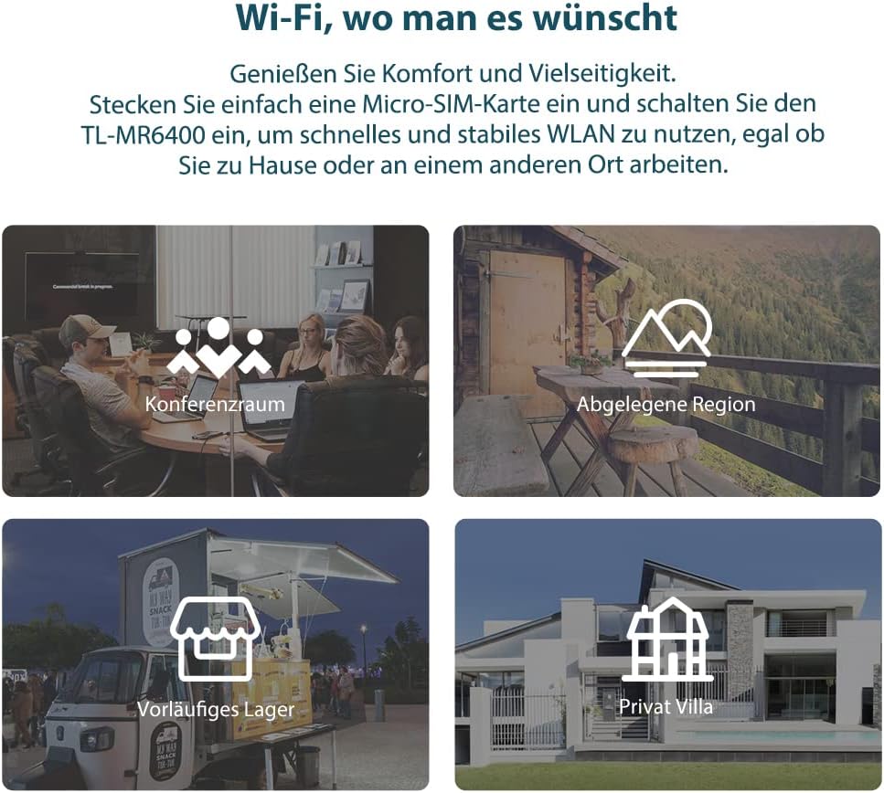 TP-Link TL-MR6400 LTE Router, 4G Router unterstützt SIM Karten, 4G Cat4 bis zu 150 Mbit/s, WLAN 2.4G