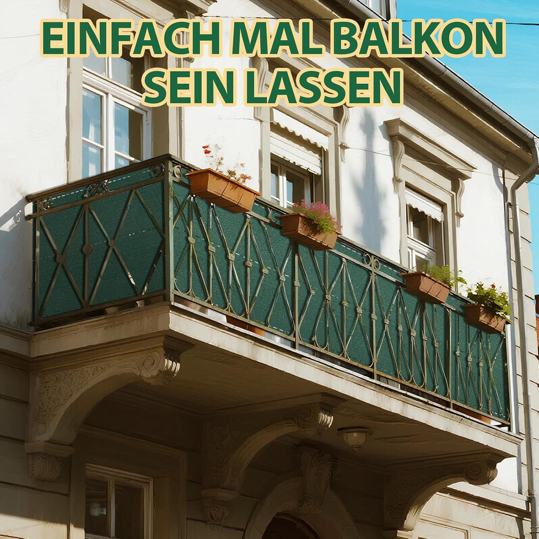 Soontrans Balkon Sichtschutz 1.2 x 10 m, Schatten Sichtschutz Seelenfrieden, Schattiernetz aus HDPE,
