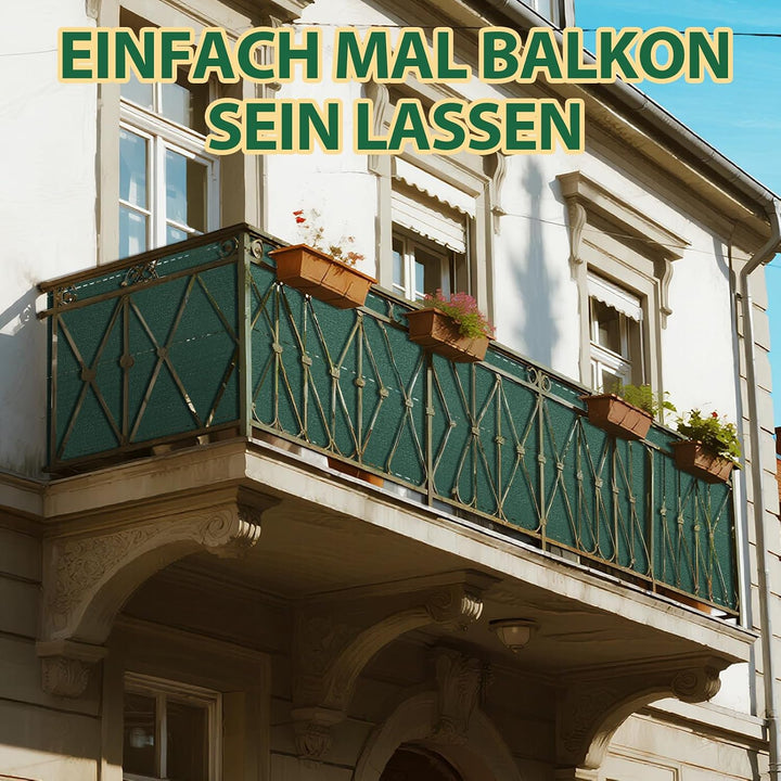 Soontrans Balkon Sichtschutz 1.2 x 10 m, Schatten Sichtschutz Seelenfrieden, Schattiernetz aus HDPE,