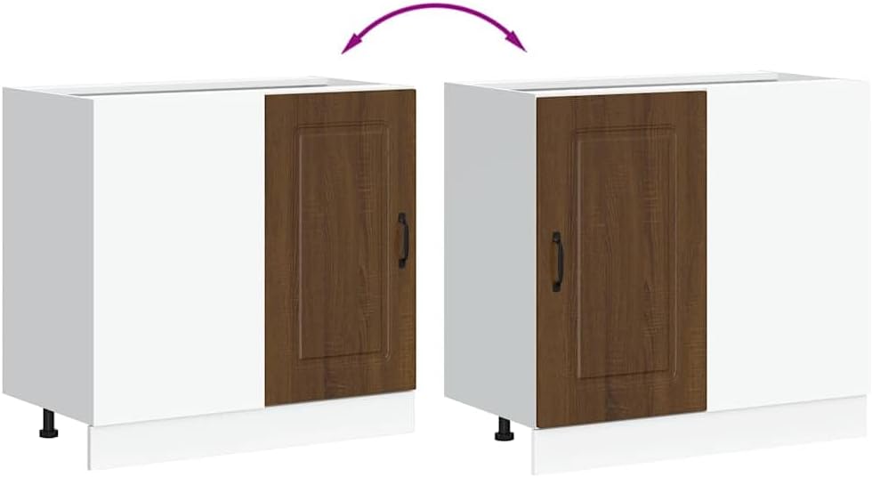vidaXL Küchenunterschrank Kalmar Braun Eichen-Optik Holzwerkstoff, Spülenunterschrank, Schrank Küche