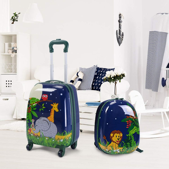 GOPLUS Kinderkoffer mit Rucksack, Kids Trolley, Kindergepäck mit Rollen, Reisekoffer mit Teleskopgri
