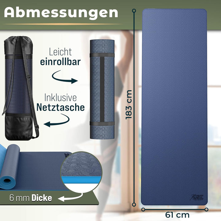 Yogamatte Phthalatfrei | Gymnastikmatte rutschfest | Fitnessmatte schadstofffrei | Trainingsmatte mi