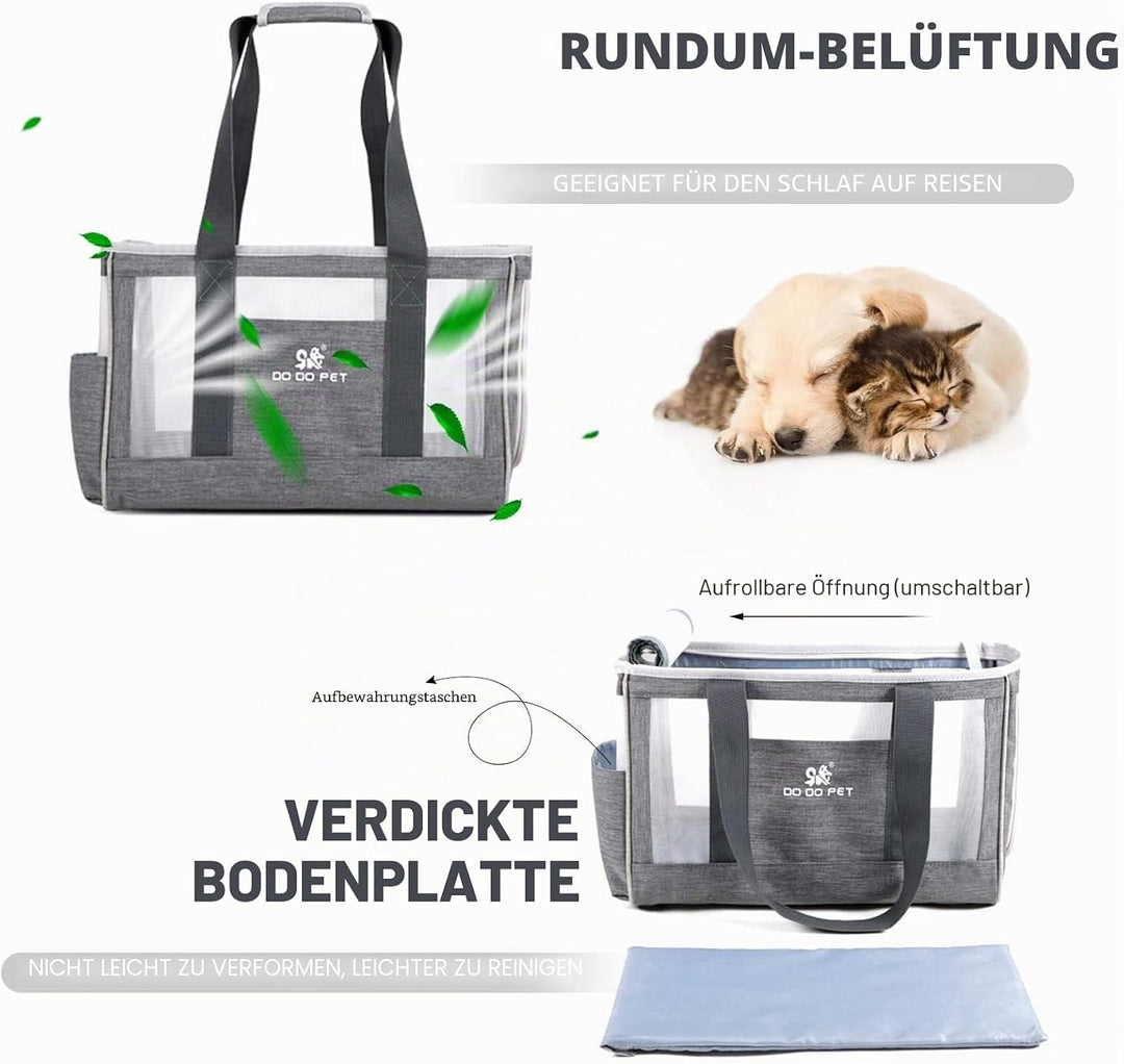 PETCUTE Haustier Tragetasche für Hunde und Katzen mit Herausnehmbarer Matte,Katzentragetasche mit Se