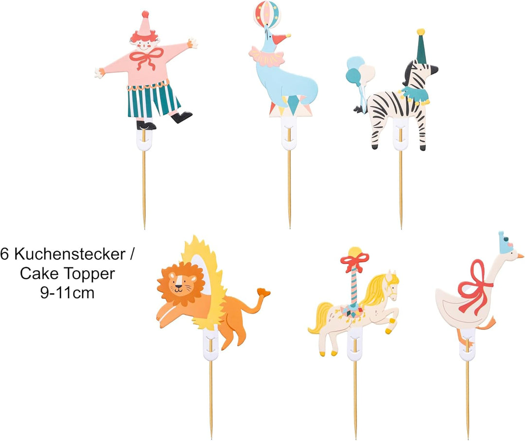 42 Teile Geschirrset Zirkus Party-Geschirr Set Circus Teller Becher Cake Topper Geburtstag Mädchen J