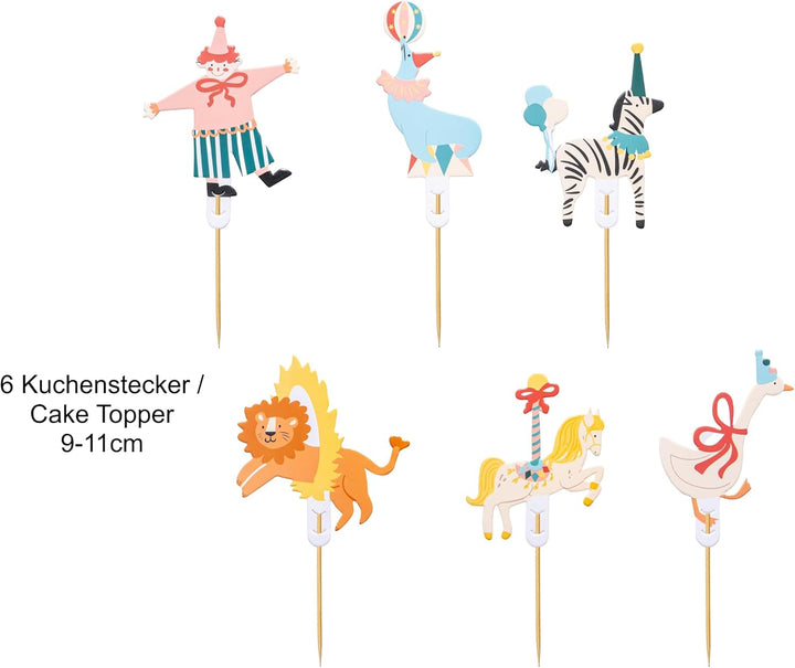 42 Teile Geschirrset Zirkus Party-Geschirr Set Circus Teller Becher Cake Topper Geburtstag Mädchen J