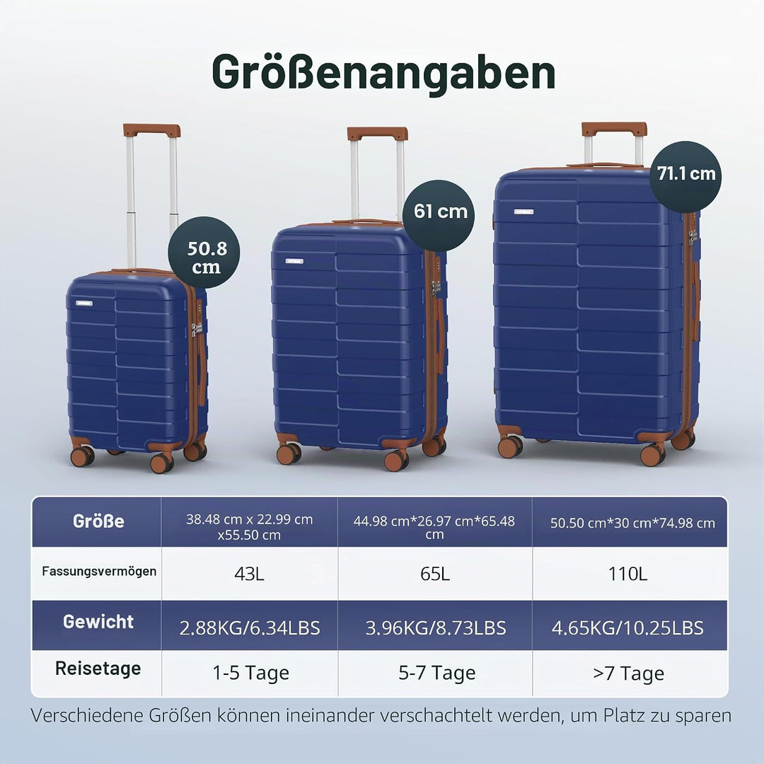 Kofferset Hartschale (3 Jahre VIP-Service) Leicht 100% PC Ultra-Langlebige Erweiterbar Trolley Handg