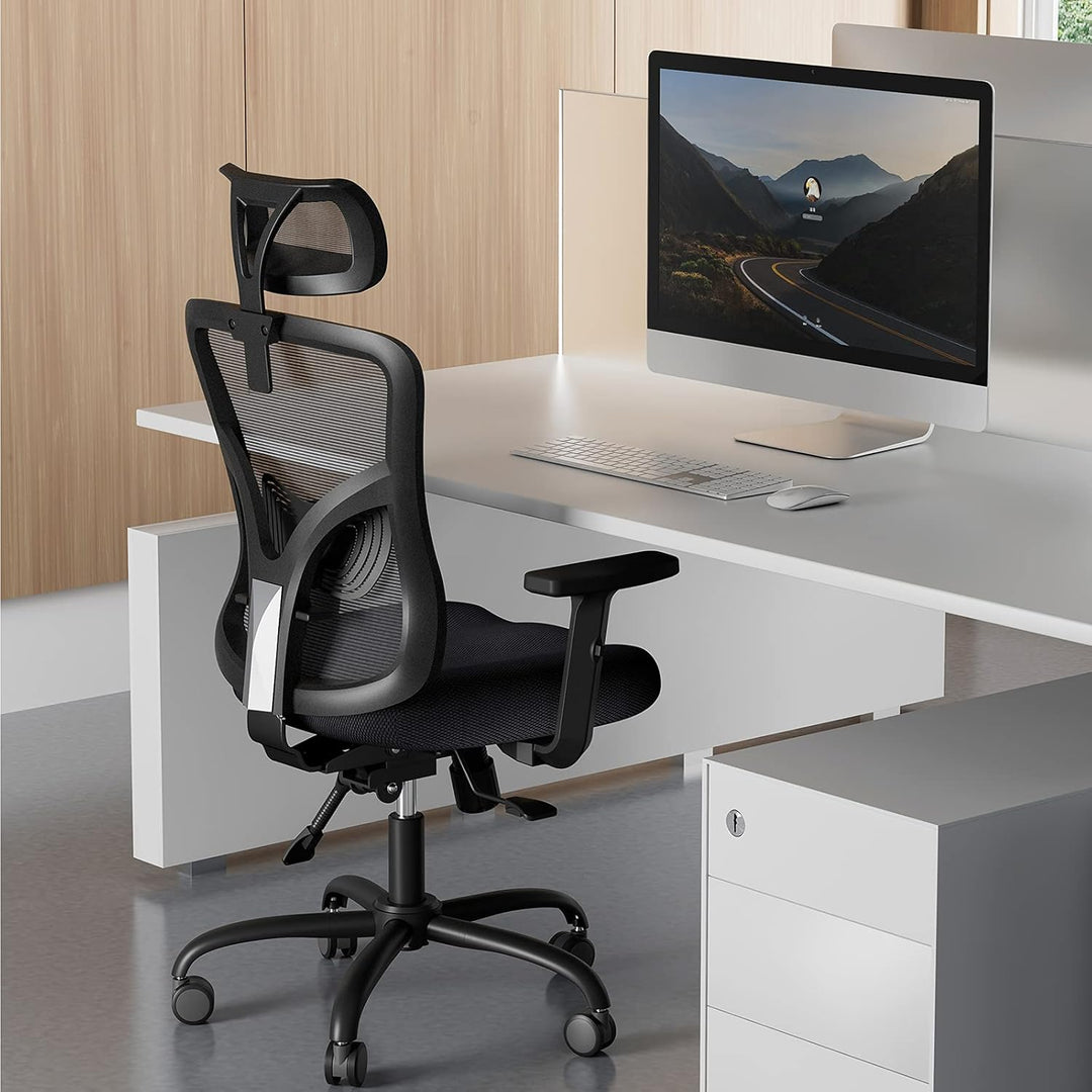 NOBLEWELL Bürostuhl Ergonomisch mit Stummrädern, Schreibtischstuhl mit Wippfunktion & verstellbare H