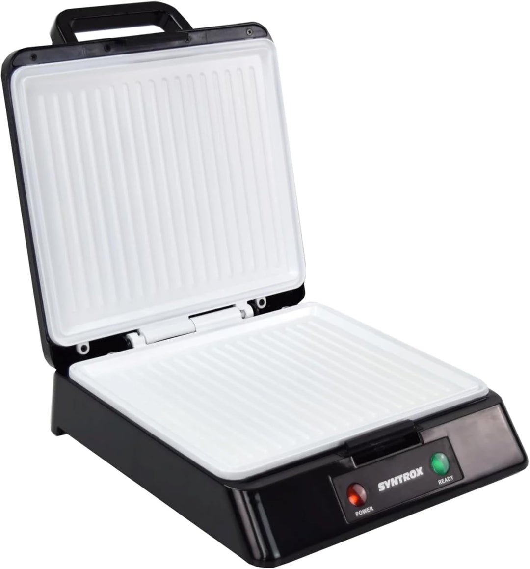 Syntrox Germany Kontaktgrill Plovas mit XXL Keramik Grillplatten und Thermostat 100° aufklappbar, 20