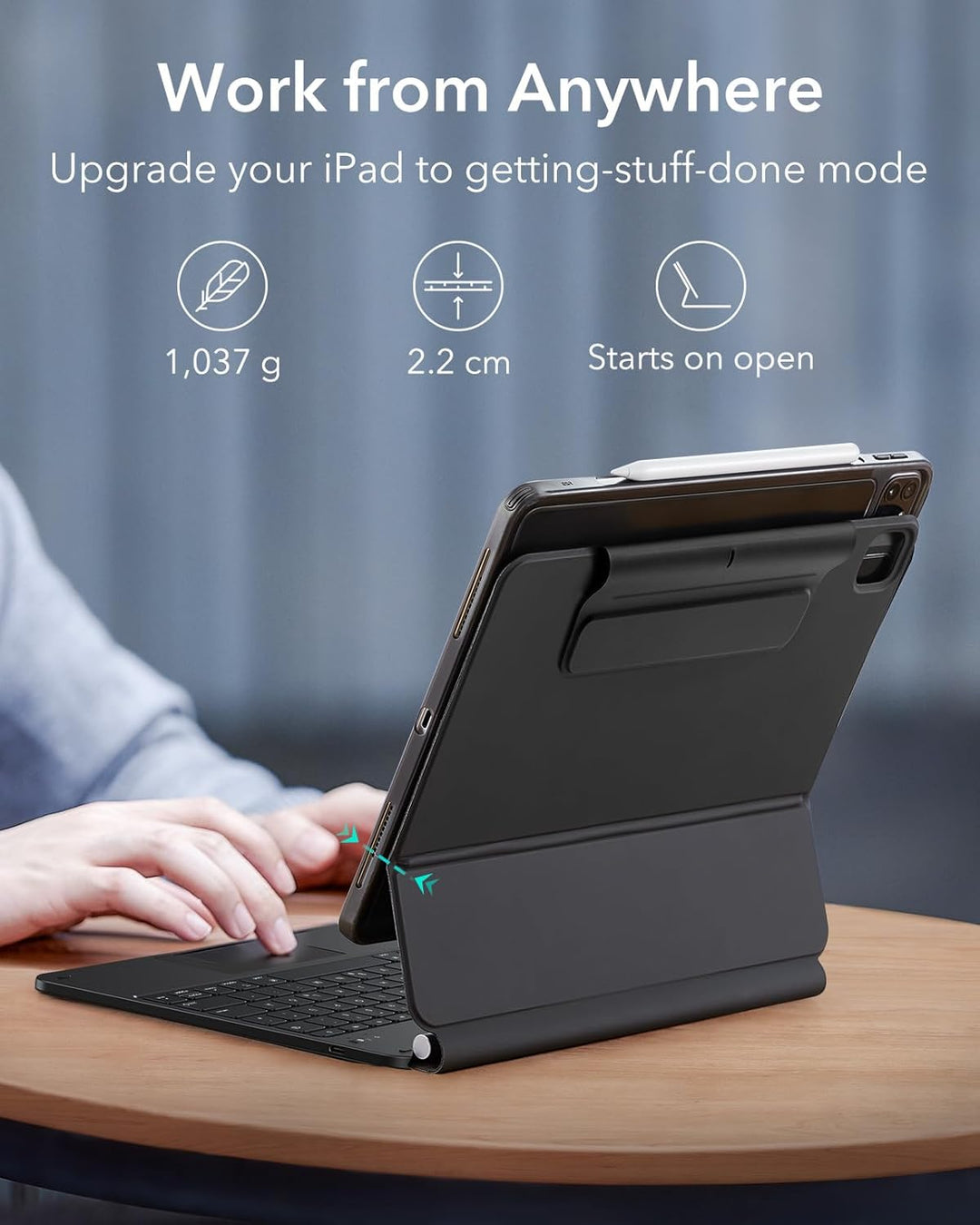 ESR Magnetische Keyboard Hülle, iPad Tastatur Hülle für iPad Pro 12.9 2022, magnetischer Ständer, Po