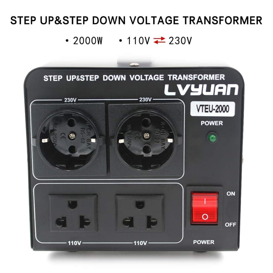 2000VA 110 Volt USA Spannungswandler Ringkern-Transformator 2000 Watt - In: 110V oder 220V / Out: 11