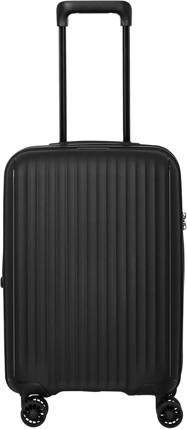 Travelite Skymate 4-Rad Handgepäck Trolley mit Dehnfalte, Handgepäck 55 cm Schwarz, Schwarz