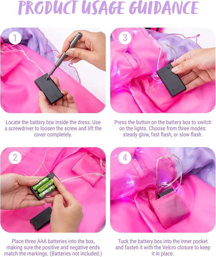 Spooktacular Creations Hexenkostüm für Mädchen, rosa Druck Hexerkostüm, Light-up Hexen Halloween Kos