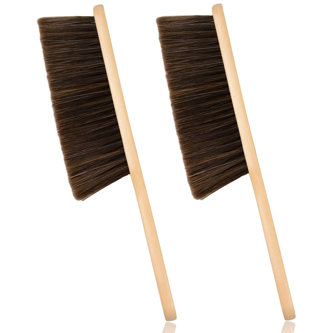 2 Stück Holzgriff Bürste Holzbankbürsten Handbesen Bankbürste mit langem Holzgriff weiche Borstenbür