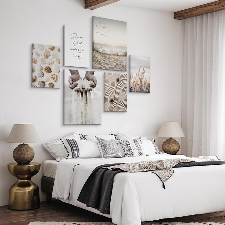 Muralo - Wandbilder Set - Leinwand Bilder Aufhängefertig in Boho Stil - das Leinwandbilder - Bilder