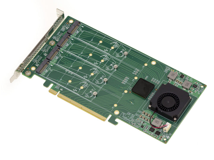 PCIe 3.0 Controller-Karte 16 x für 4 SSD M.2 NVMe M Key (M2 NGFF) Chipsatz PLX PEX 8747-32 GB für je