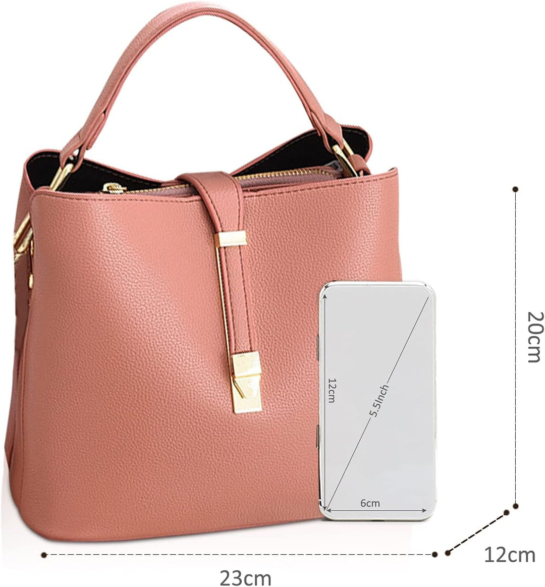 NICOLE & DORIS Leder Handtasche Damen Designer Frauen Umhängetasche mit Kartenfächer Shopper Klein T