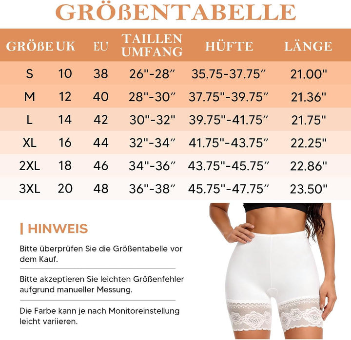 Joyshaper Damen Unterhose Unter Rock Kurz Hose Anti-Chafing Spitze Shorts Sicherheit Panty Lace Legg