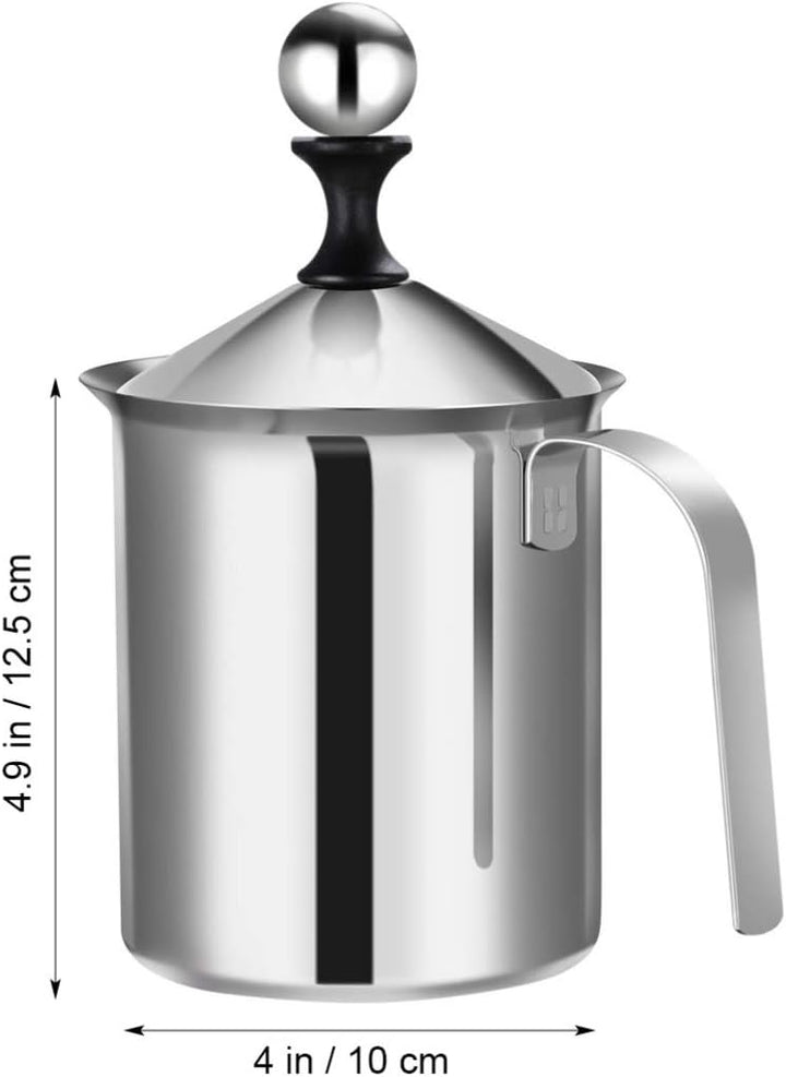 TOPBATHY 800cc Milchaufschäumer Aus Edelstahl Mit Hitzebeständigem Griff Doppelsieb Für Schnelles Au
