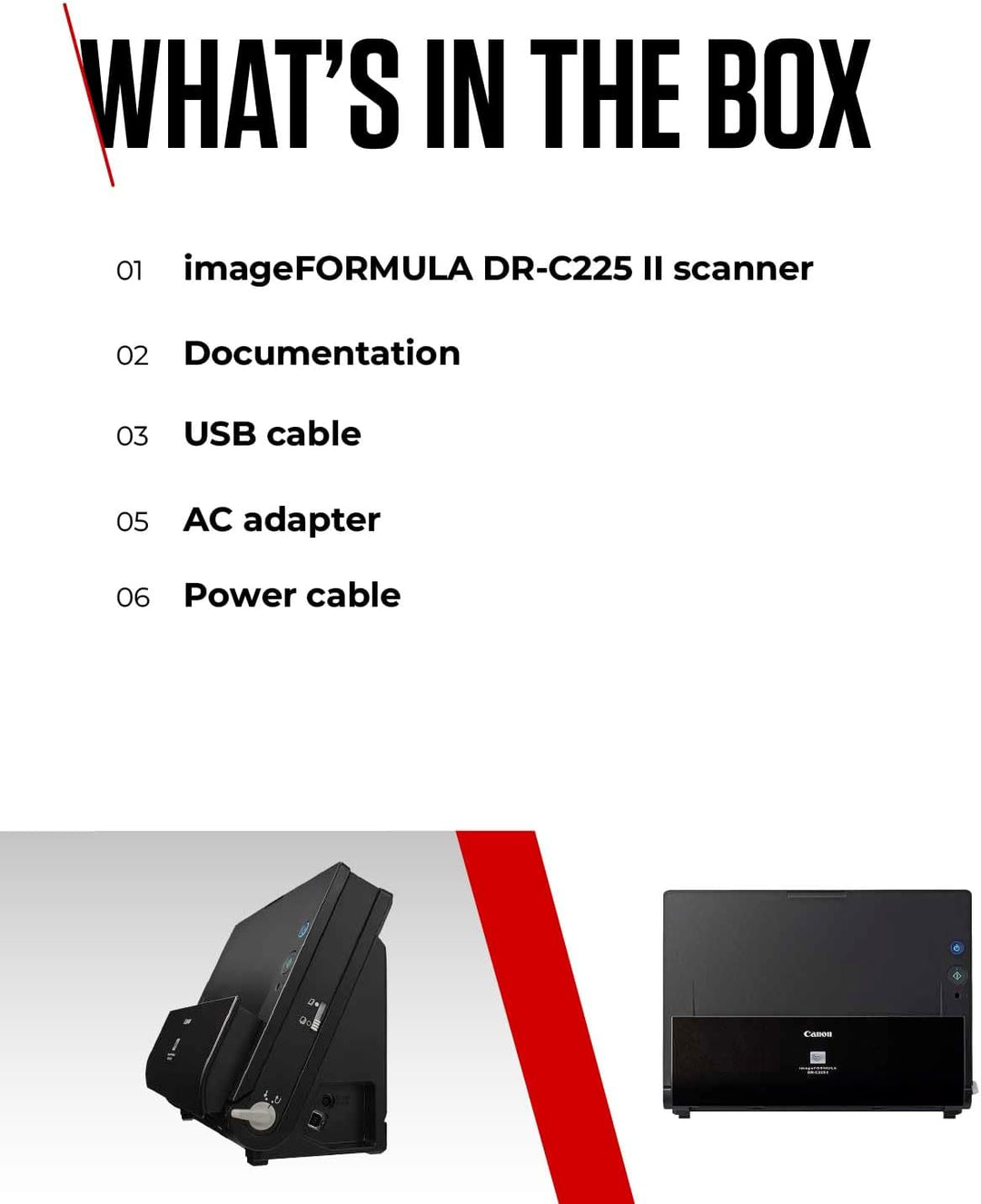 Canon DR-C225 II - imageFORMULA Dokumentenscanner (Duplex, Einzug, Farbe, 600dpi, 25 Seiten/Min, PDF