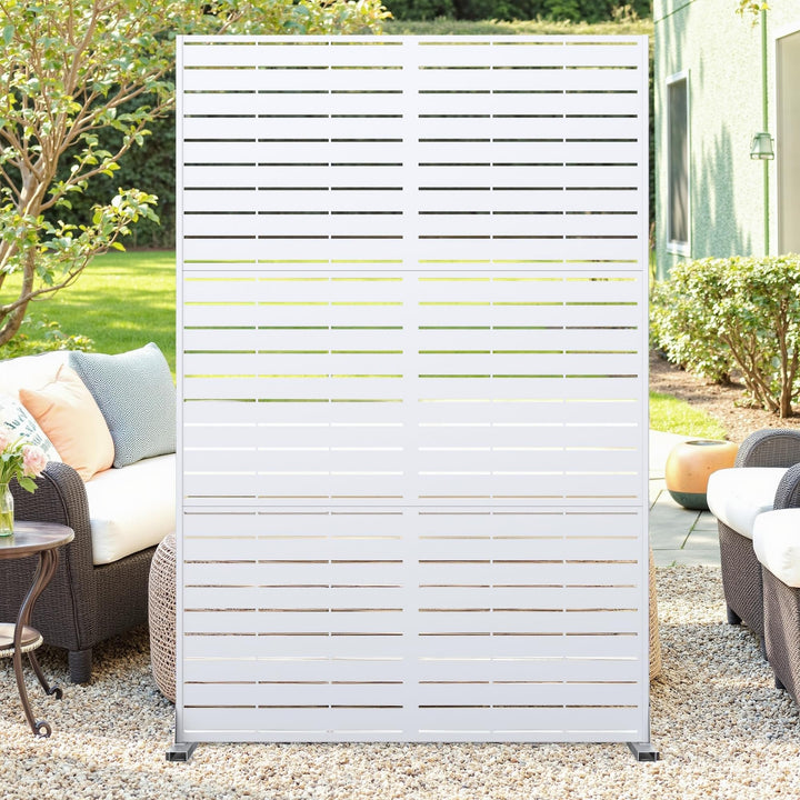 Paravent Outdoor, 120x180cm Freistehender Sichtschutz aus Stahl, Windschutz für Terrasse und Garten,