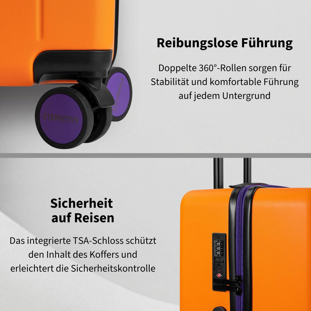 ETERNITIVE - Koffer Reisekoffer Hartschale aus ABS |Reisetrolley Leicht mit 4 Zwillingsrollen 360° |