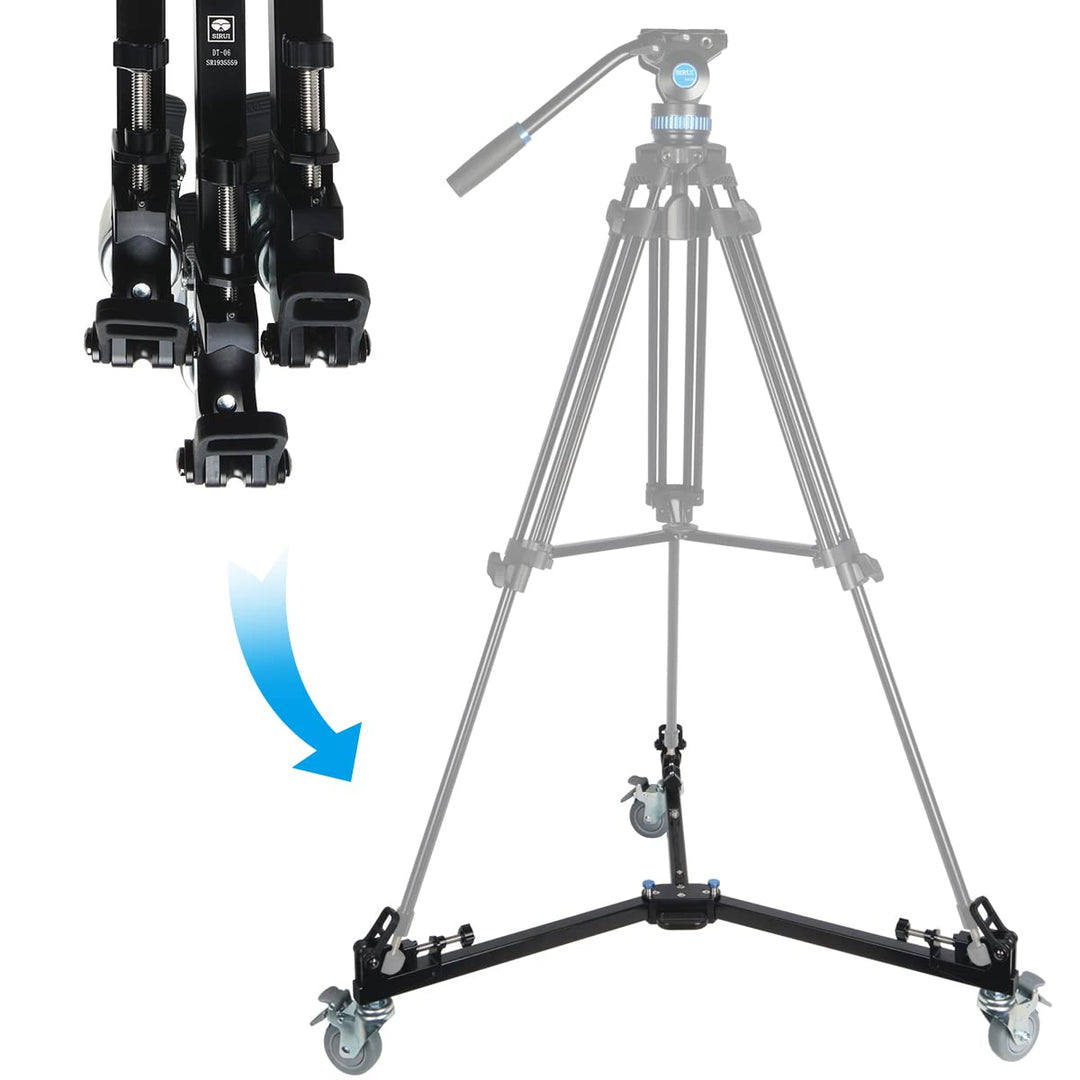 SIRUI DT-06 Professional Heavy Duty Video Tripod Dolly - Leichtgängige und schnelle Bewegungen, perf