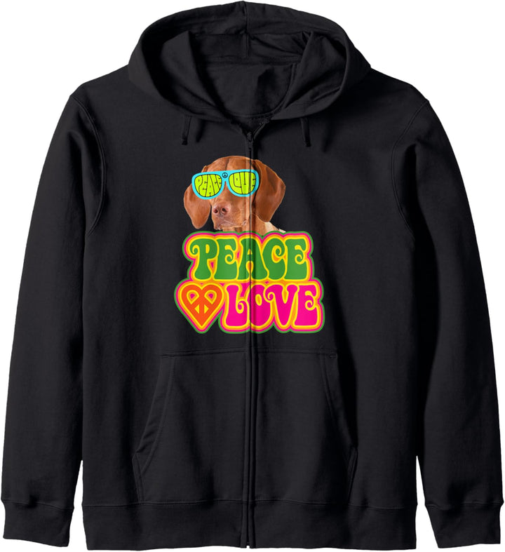 Peace Heart Love Dog Vizsla Kapuzenjacke
