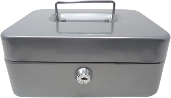 Geldkassette aus Metall - Silber - 200 x 160 x 90 mm - Sicherer Aufbewahrungsort für Bargeld und Wer